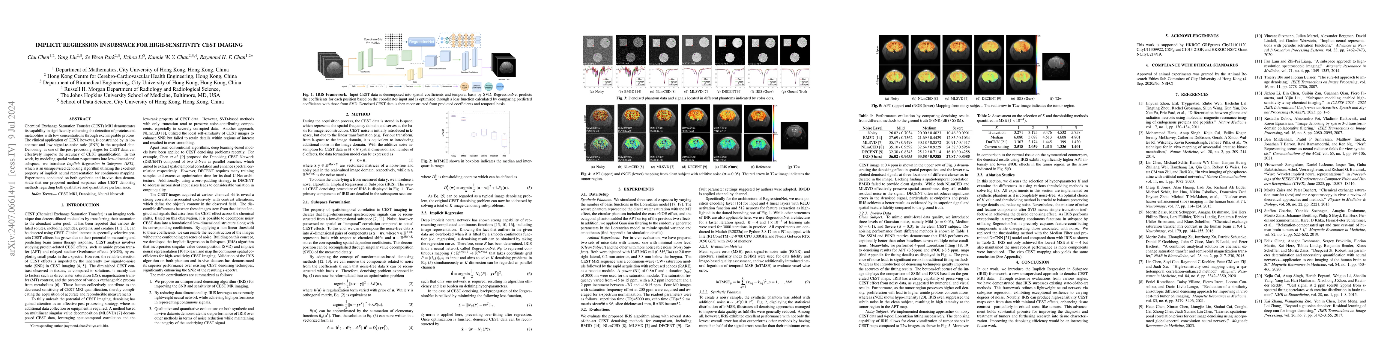 Thumbnail for Implicit Regression in Subspace for High-Sensitivity CEST Imaging