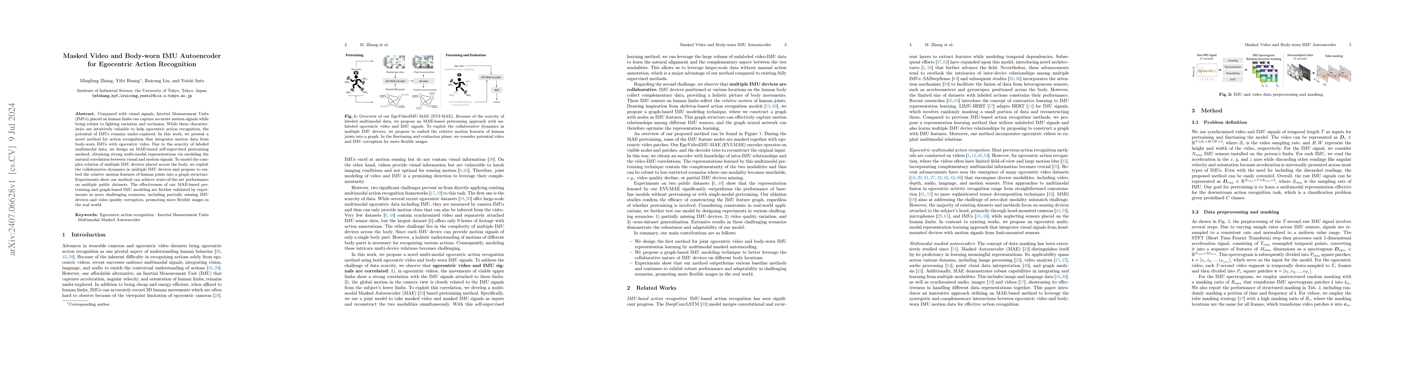 Thumbnail for Masked Video and Body-worn IMU Autoencoder for Egocentric Action
  Recognition