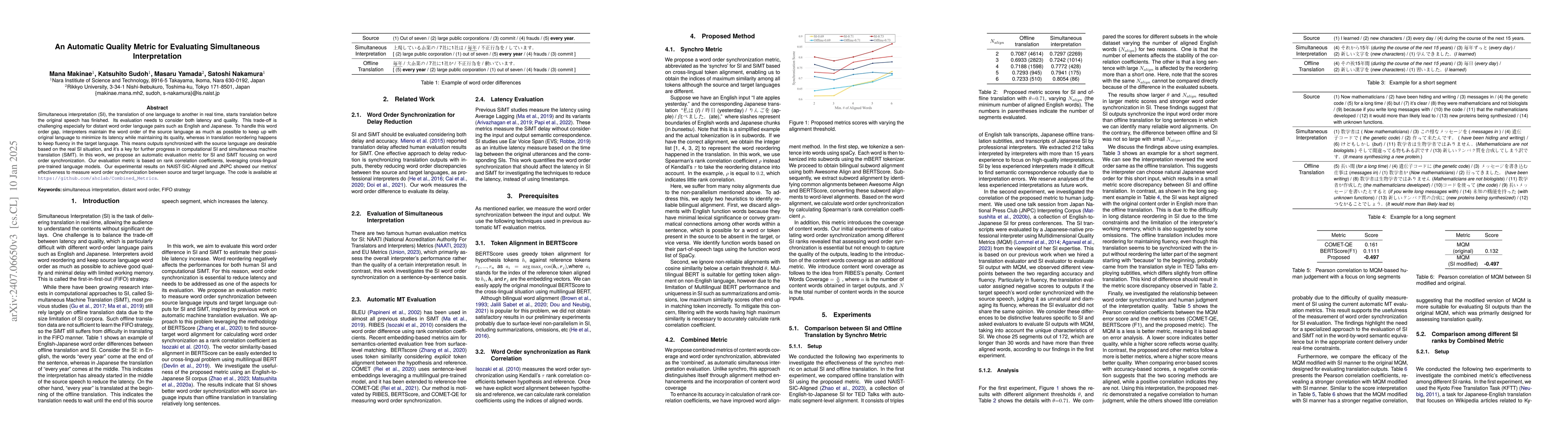 Thumbnail for A Word Order Synchronization Metric for Evaluating Simultaneous
  Interpretation and Translation