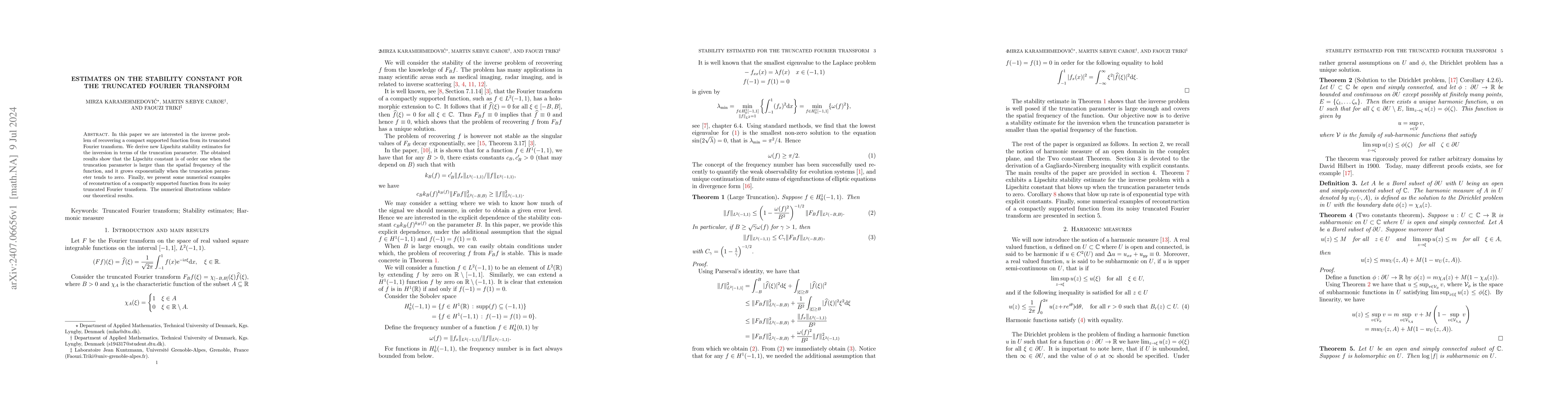 Thumbnail for Estimates on the stability constant for the truncated Fourier transform