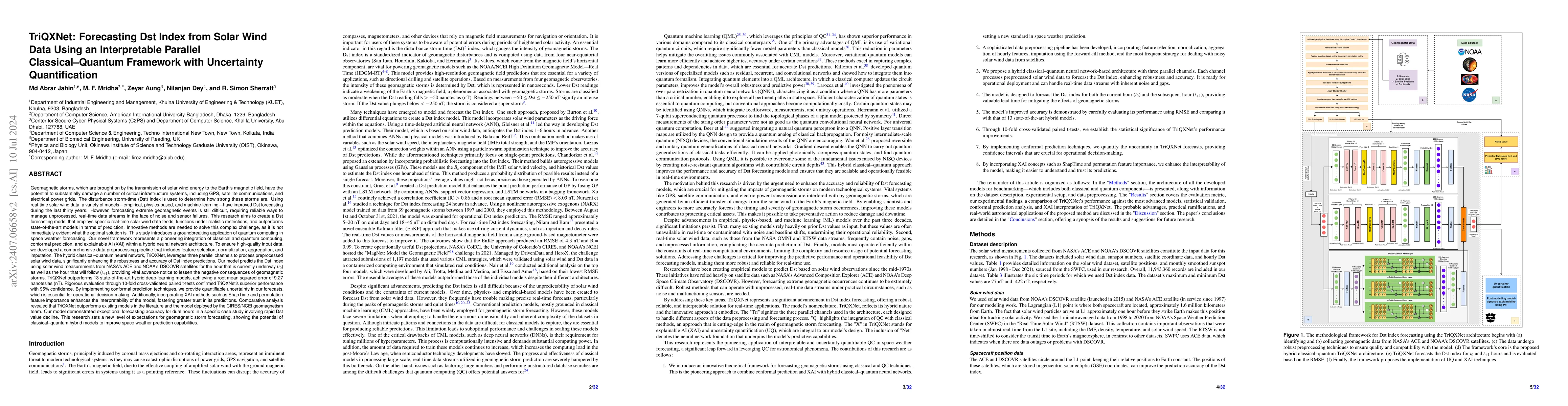 Thumbnail for TriQXNet: Forecasting Dst Index from Solar Wind Data Using an
  Interpretable Parallel Classical-Quantum Framework with Uncertainty
  Quantification