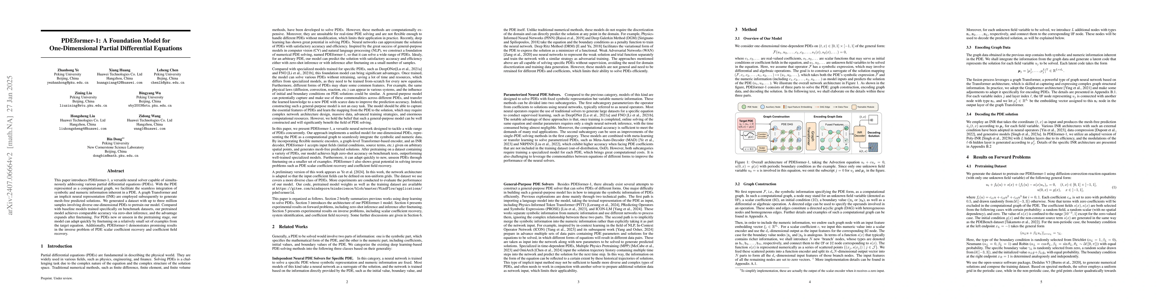 Thumbnail for PDEformer-1: A Foundation Model for One-Dimensional Partial Differential
  Equations