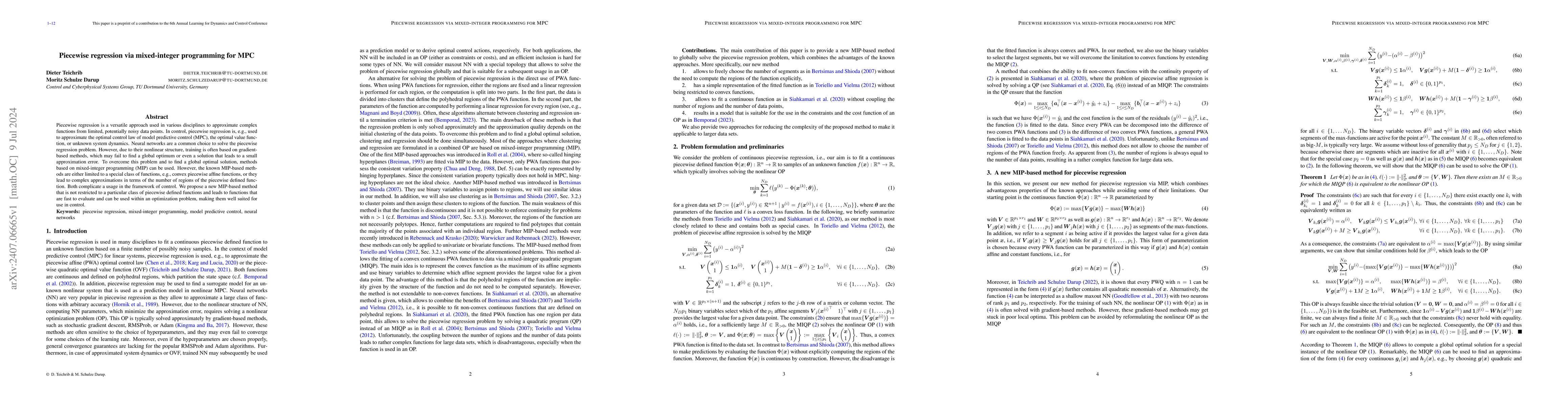 Thumbnail for Piecewise regression via mixed-integer programming for MPC