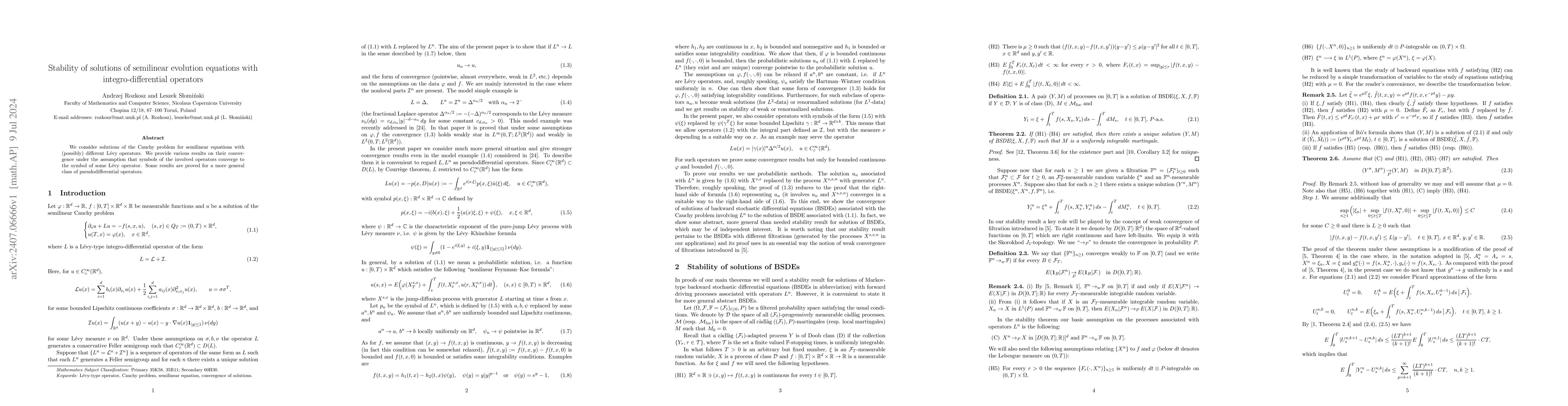 Thumbnail for Stability of solutions of semilinear evolution equations with
  integro-differential operators