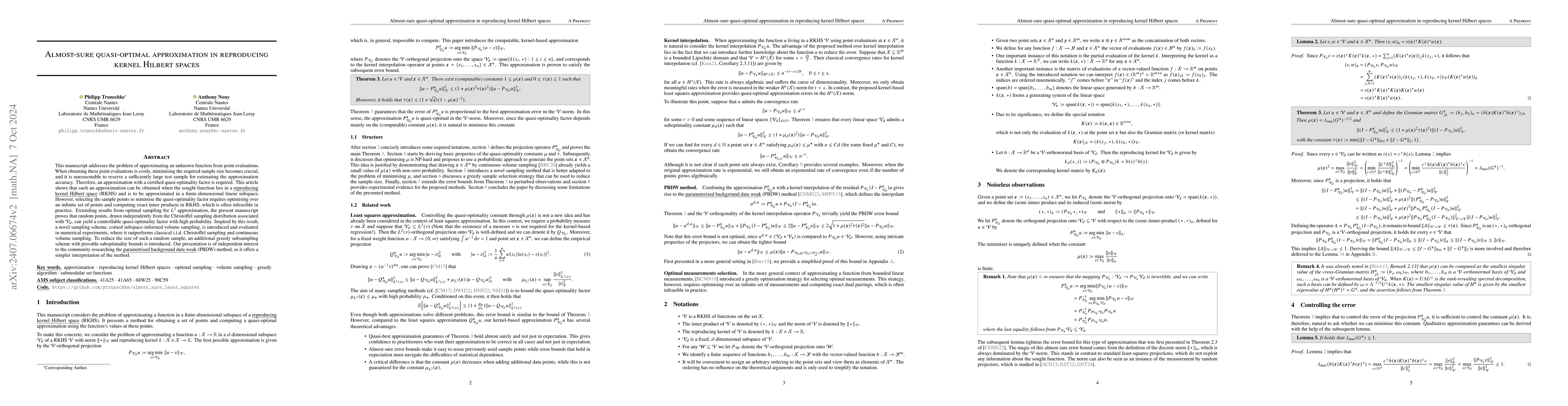 Thumbnail for Almost-sure quasi-optimal approximation in reproducing kernel Hilbert
  spaces