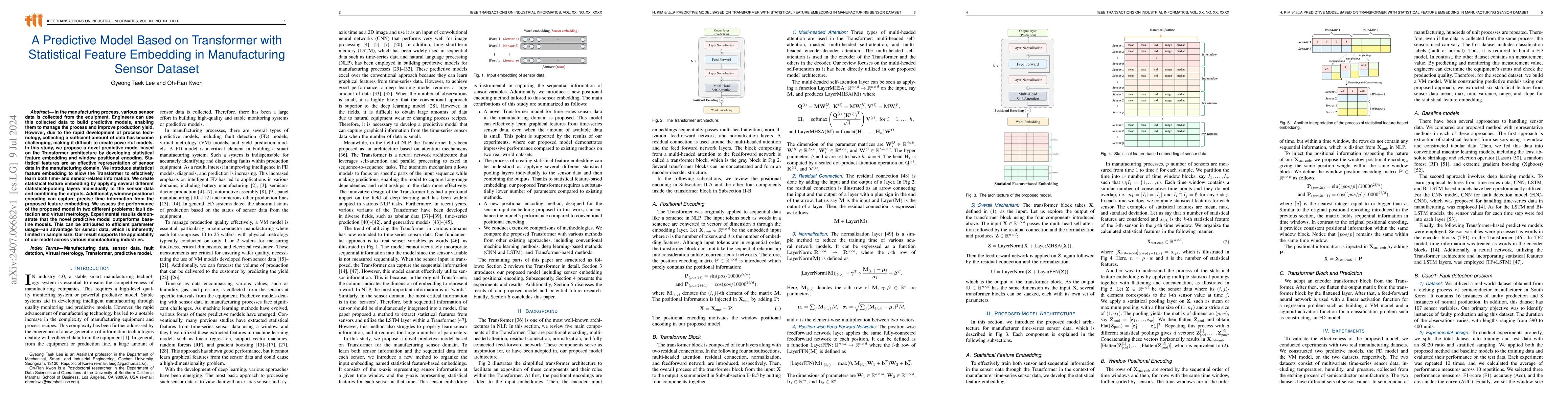 Thumbnail for A Predictive Model Based on Transformer with Statistical Feature
  Embedding in Manufacturing Sensor Dataset
