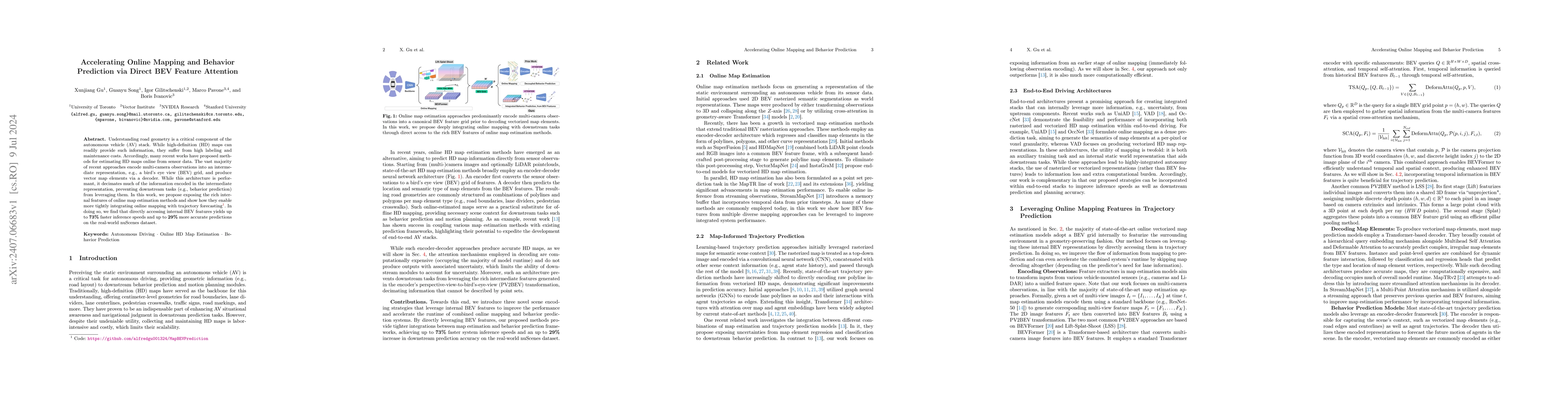 Thumbnail for Accelerating Online Mapping and Behavior Prediction via Direct BEV
  Feature Attention