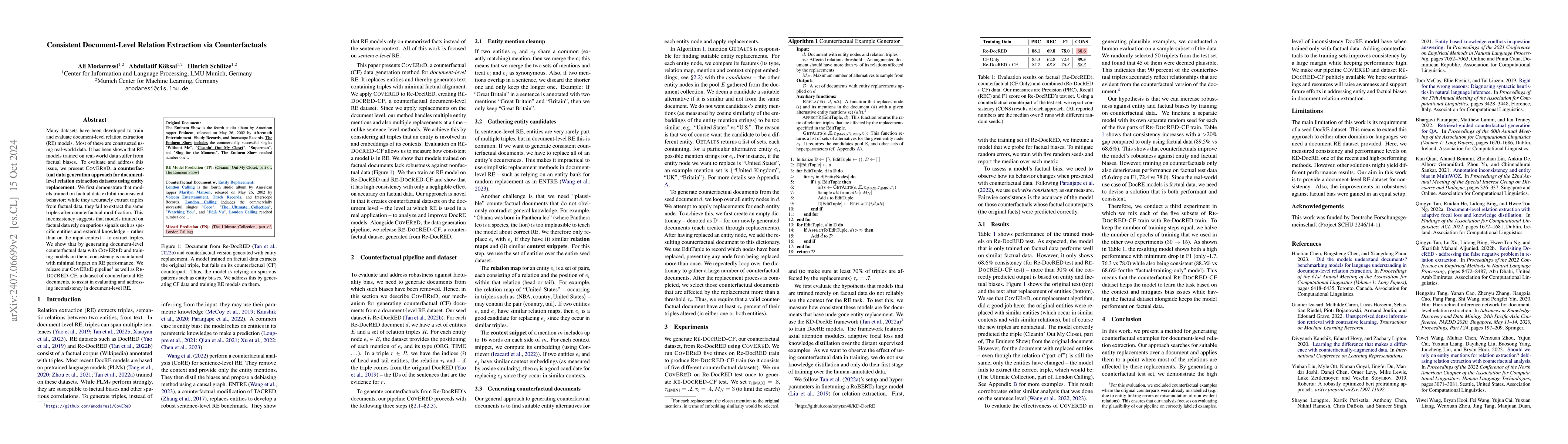 Thumbnail for Consistent Document-Level Relation Extraction via Counterfactuals