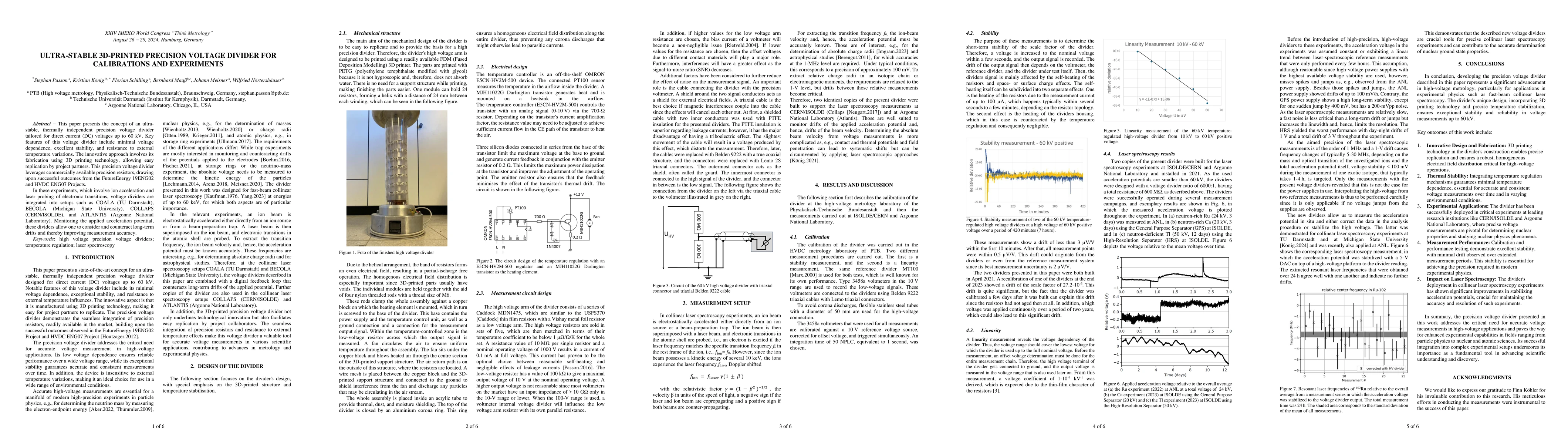 Thumbnail for Ultra-stable 3D-printed precision voltage divider for calibrations and
  experiments