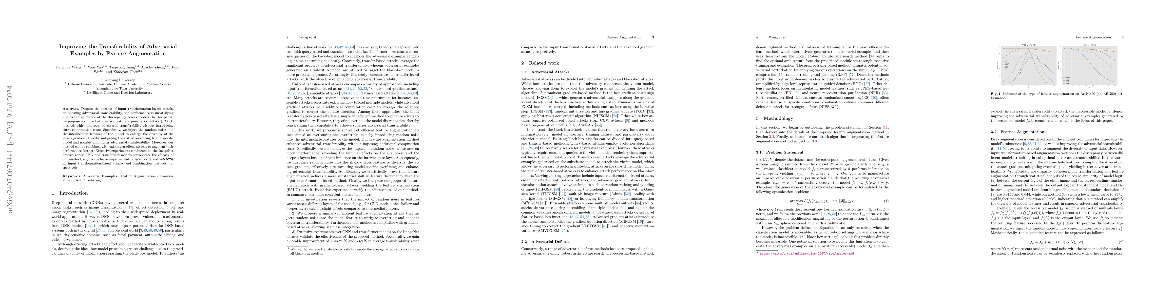 Thumbnail for Improving the Transferability of Adversarial Examples by Feature
  Augmentation