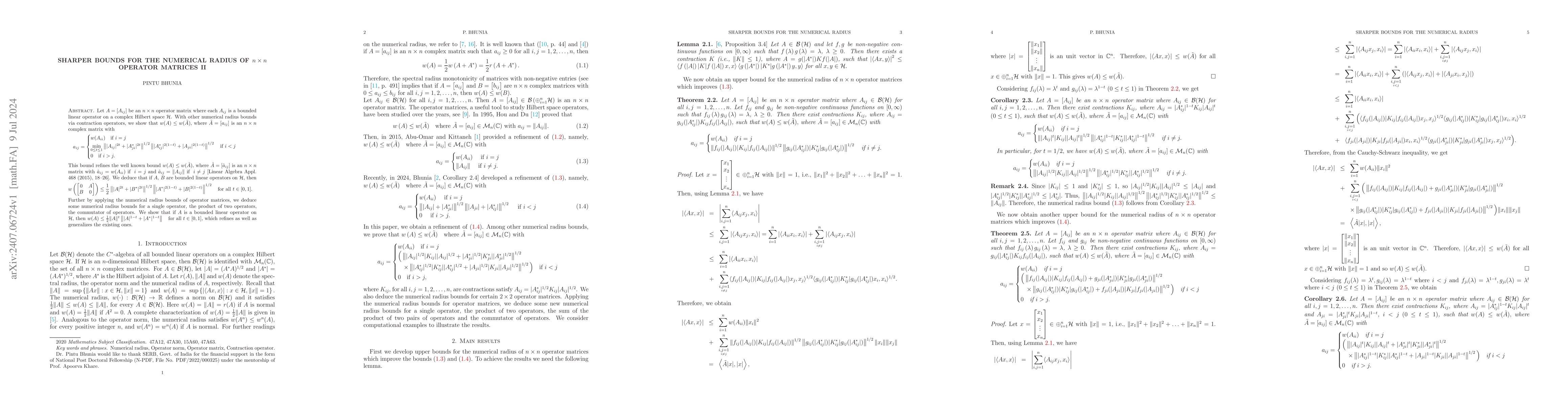 Thumbnail for Sharper bounds for the numerical radius of $n \times n$ operator
  matrices II