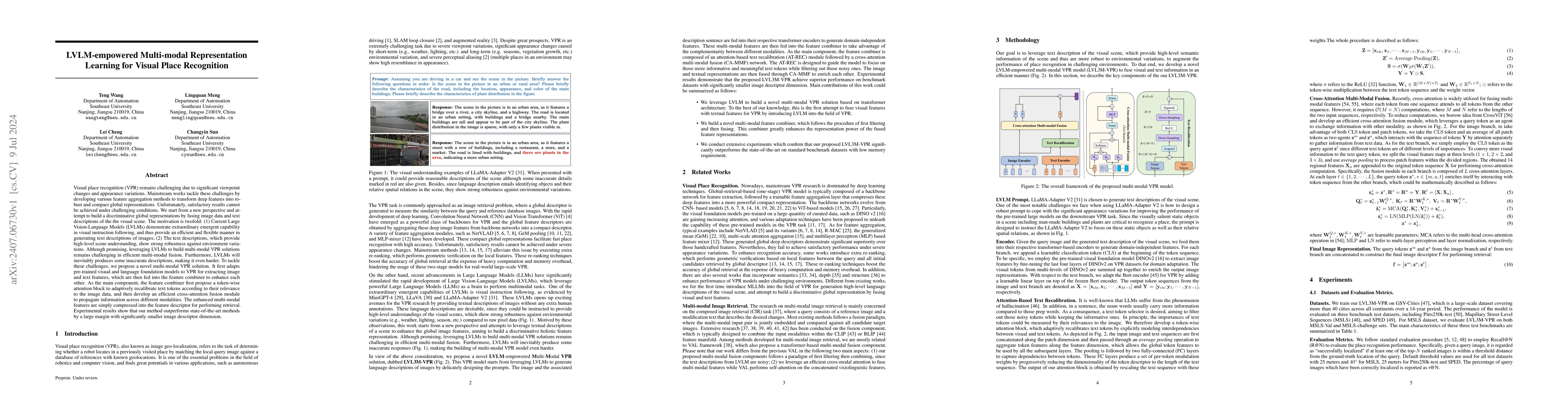 Thumbnail for LVLM-empowered Multi-modal Representation Learning for Visual Place
  Recognition