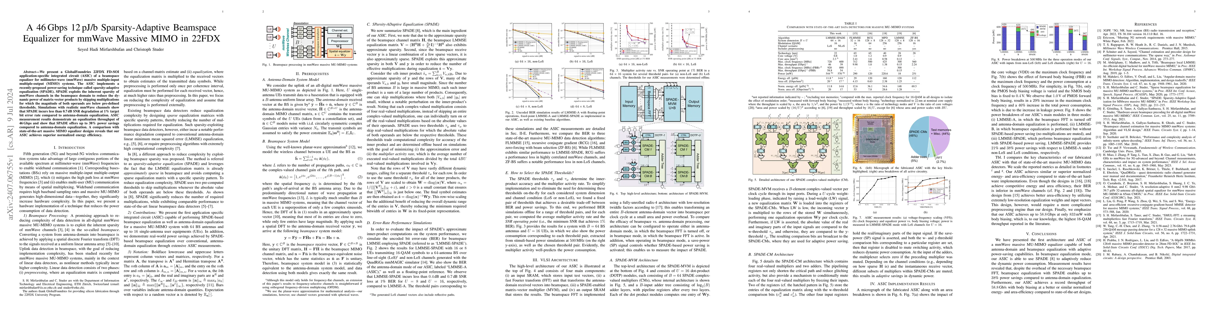 Thumbnail for A 46 Gbps 12 pJ/b Sparsity-Adaptive Beamspace Equalizer for mmWave
  Massive MIMO in 22FDX