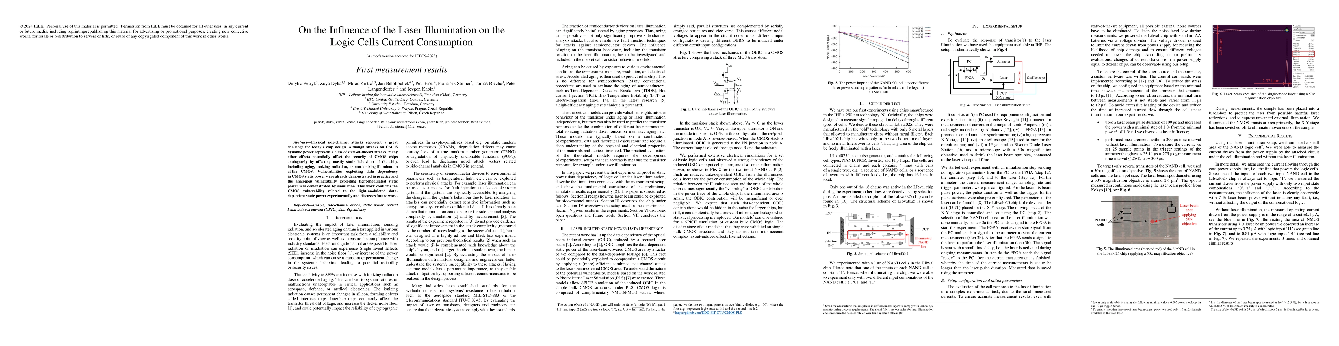 Thumbnail for On the Influence of the Laser Illumination on the Logic Cells Current
  Consumption