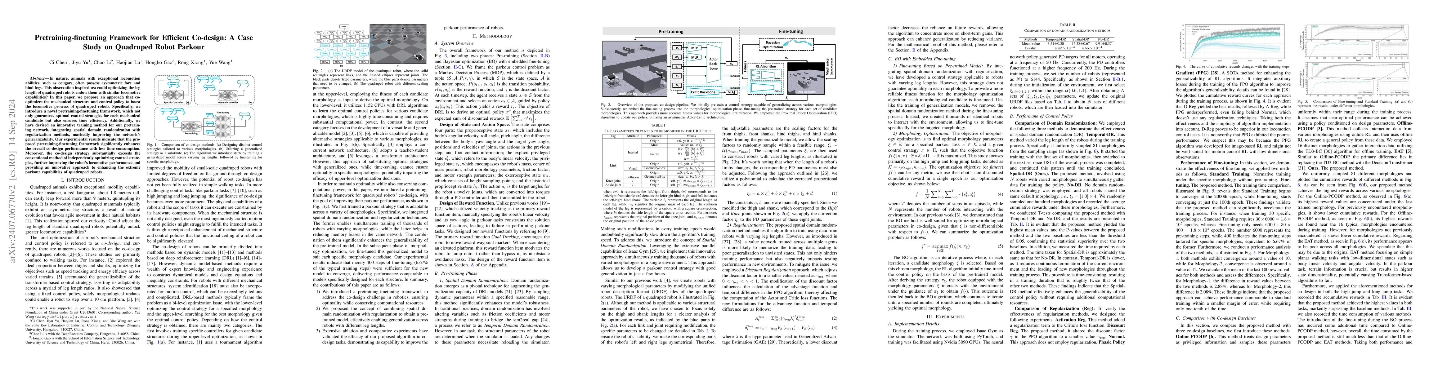 Thumbnail for Pretraining-finetuning Framework for Efficient Co-design: A Case Study
  on Quadruped Robot Parkour