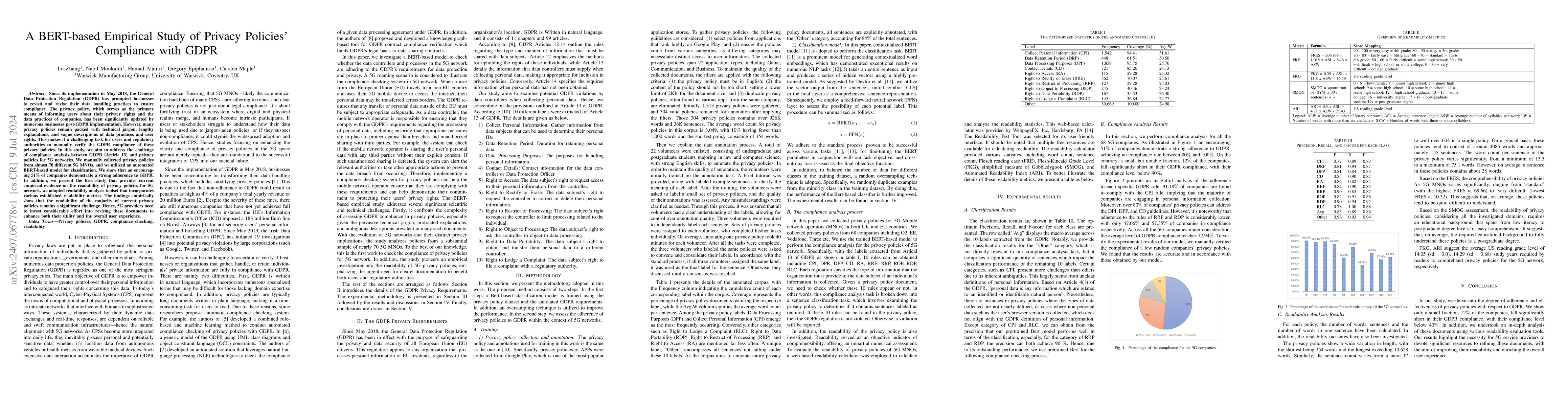 Thumbnail for A BERT-based Empirical Study of Privacy Policies' Compliance with GDPR
