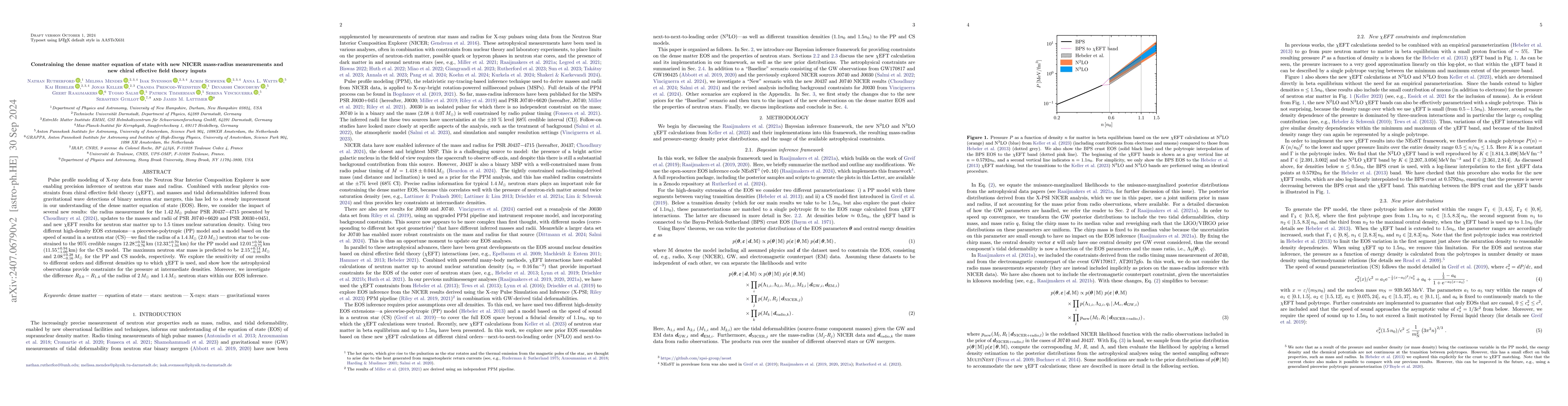 Thumbnail for Constraining the dense matter equation of state with new NICER
  mass-radius measurements and new chiral effective field theory inputs