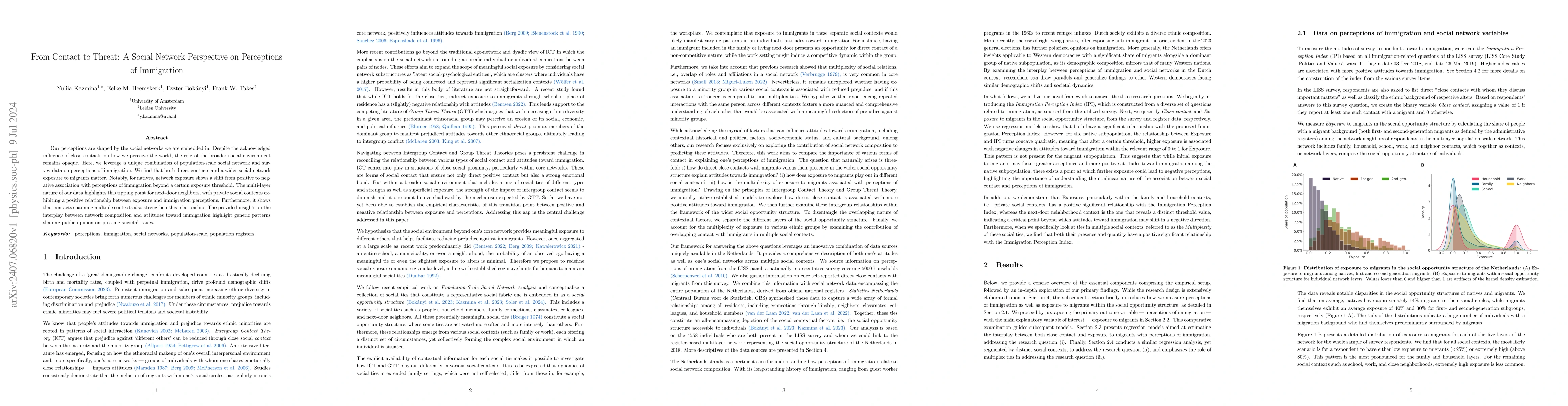 Thumbnail for From Contact to Threat: A Social Network Perspective on Perceptions of
  Immigration