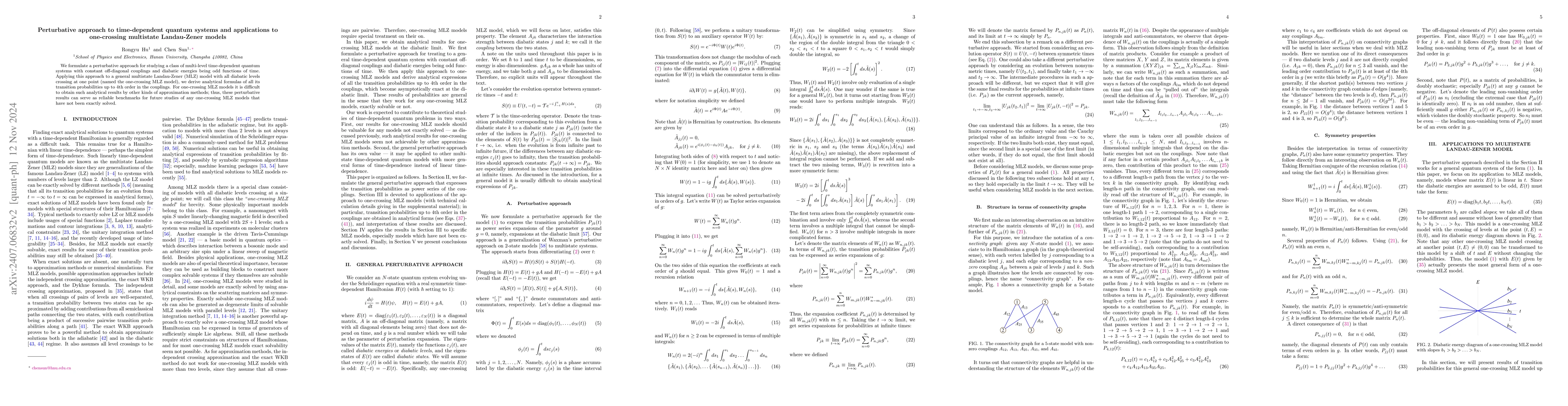 Thumbnail for Perturbative approach to time-dependent quantum systems and applications
  to one-crossing multistate Landau-Zener models