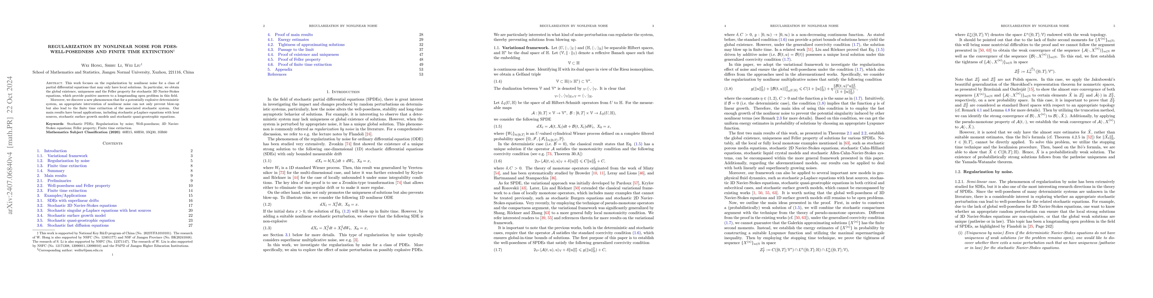 Thumbnail for Regularization by Nonlinear Noise for PDEs: Well-posedness and Finite
  Time Extinction