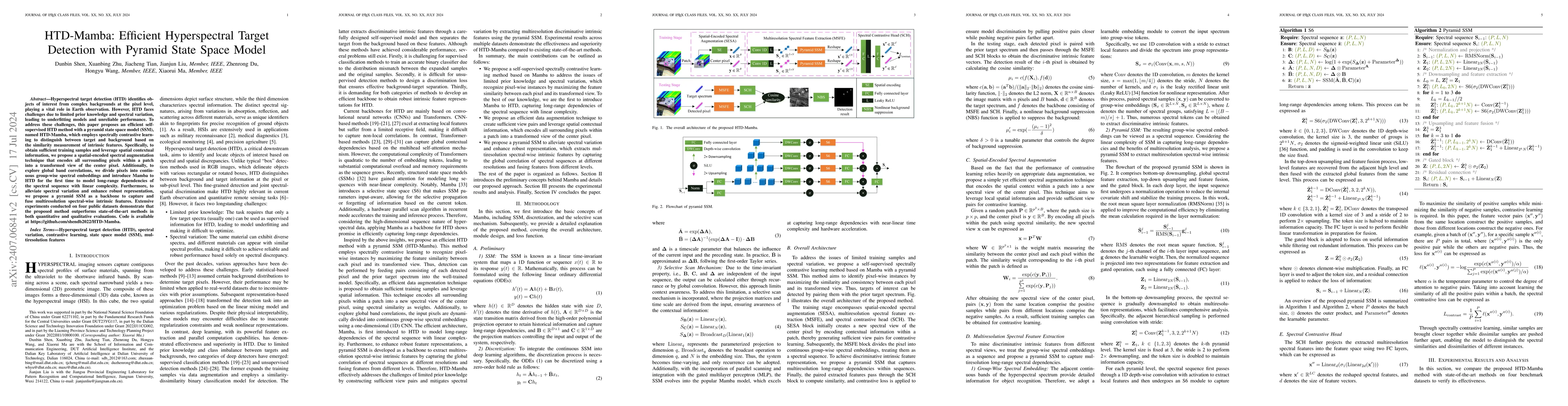 Thumbnail for HTD-Mamba: Efficient Hyperspectral Target Detection with Pyramid State
  Space Model