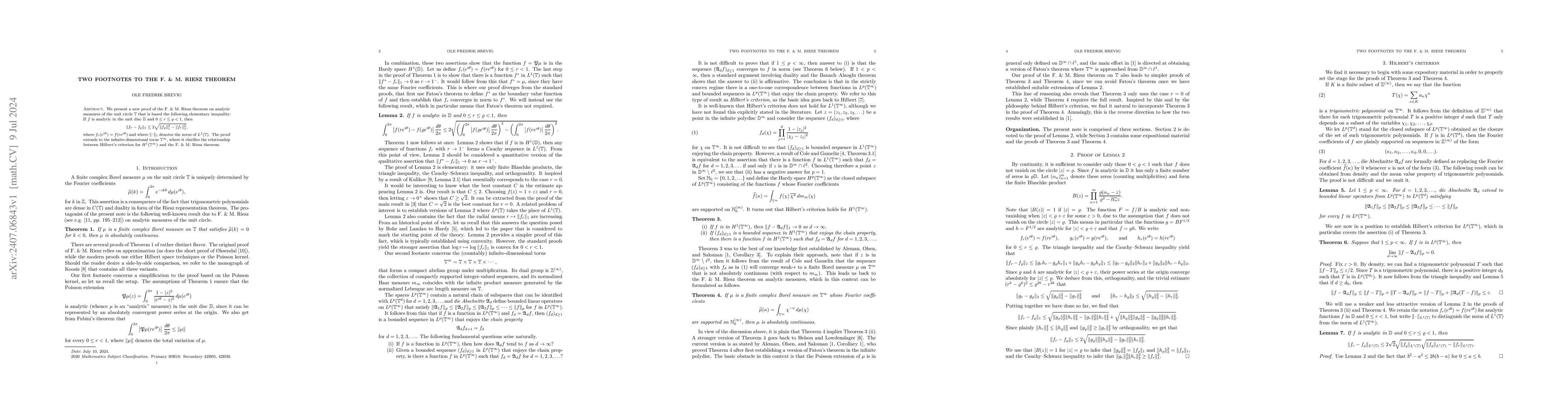 Thumbnail for Two footnotes to the F. & M. Riesz theorem