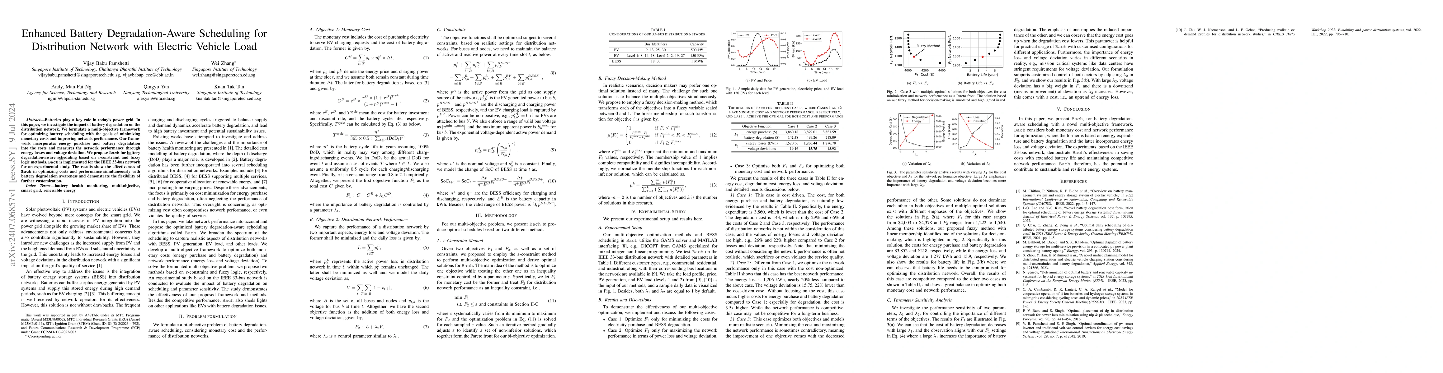 Thumbnail for Enhanced Battery Degradation-Aware Scheduling for Distribution Network
  with Electric Vehicle Load
