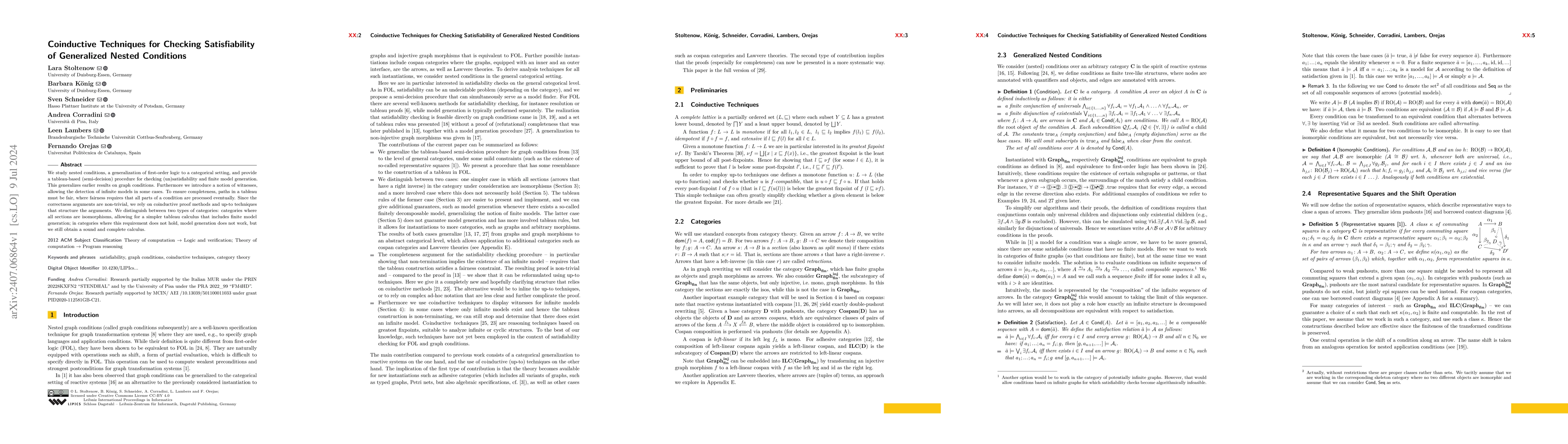 Thumbnail for Coinductive Techniques for Checking Satisfiability of Generalized Nested
  Conditions