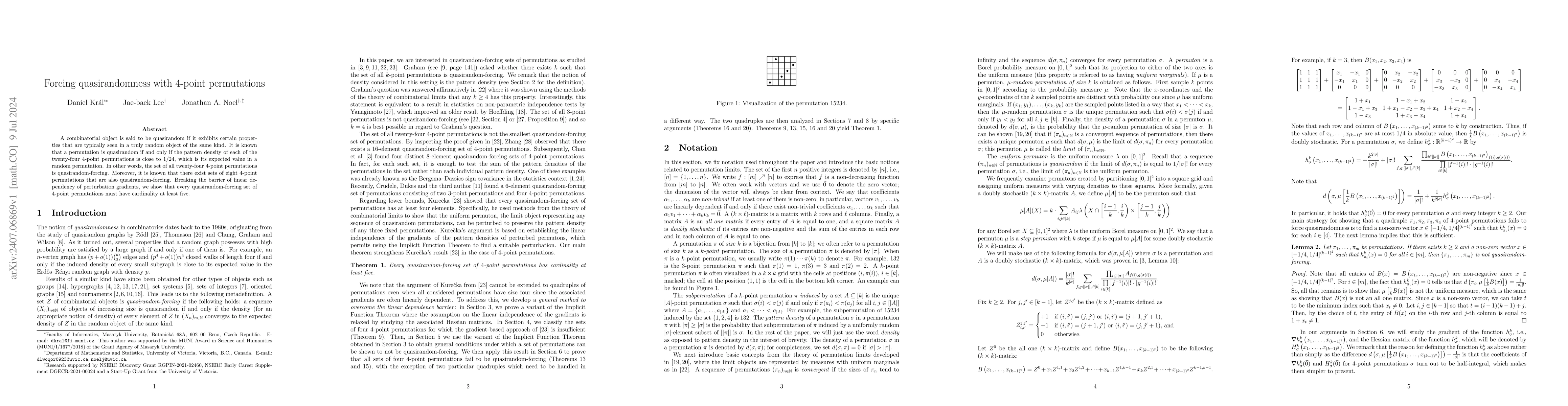 Thumbnail for Forcing quasirandomness with 4-point permutations