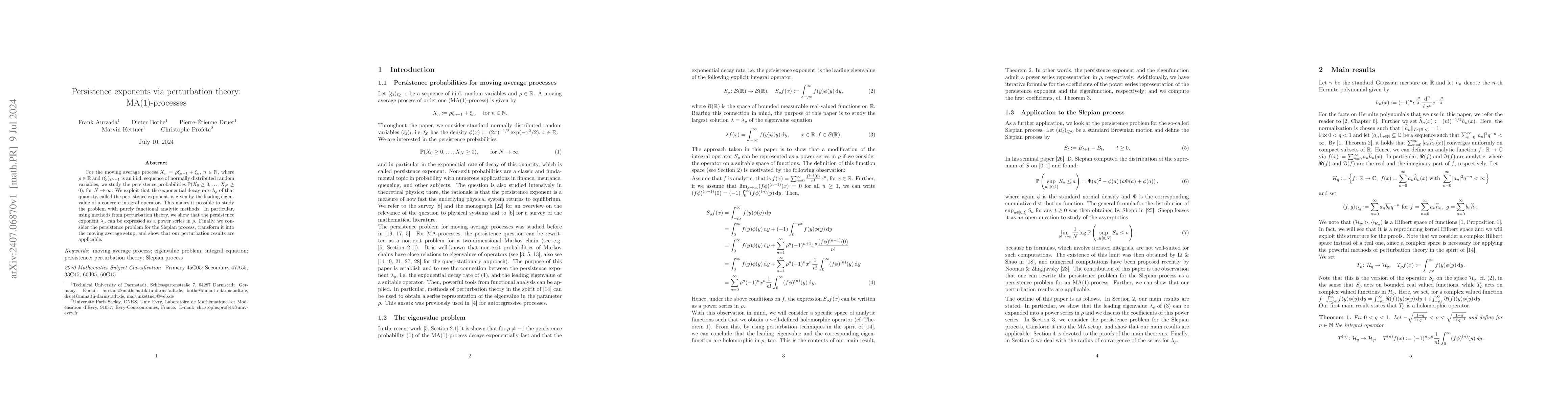 Thumbnail for Persistence exponents via perturbation theory: MA(1)-processes