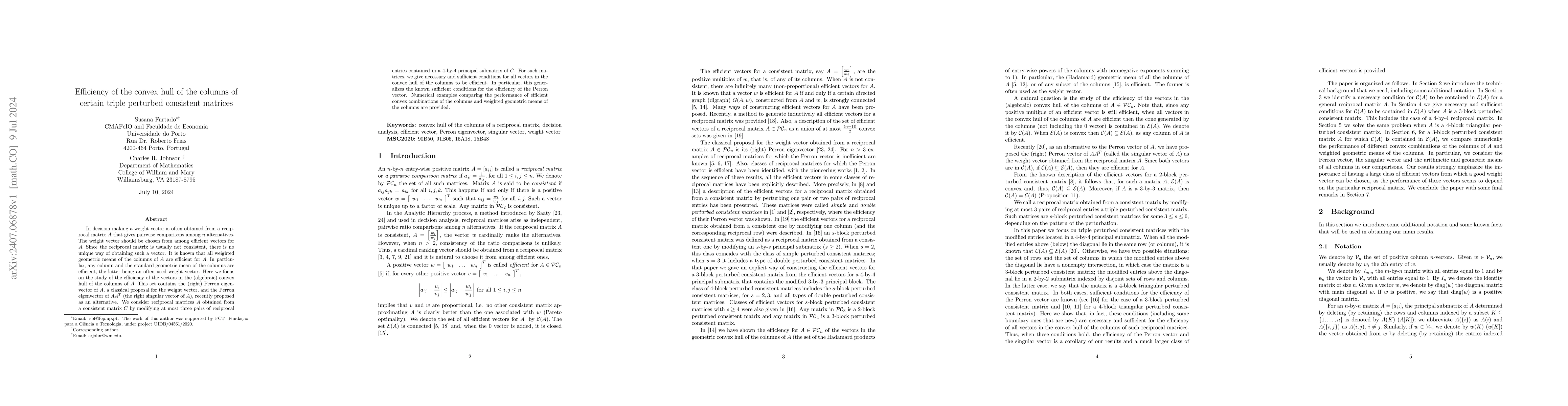 Thumbnail for Efficiency of the convex hull of the columns of certain triple perturbed
  consistent matrices