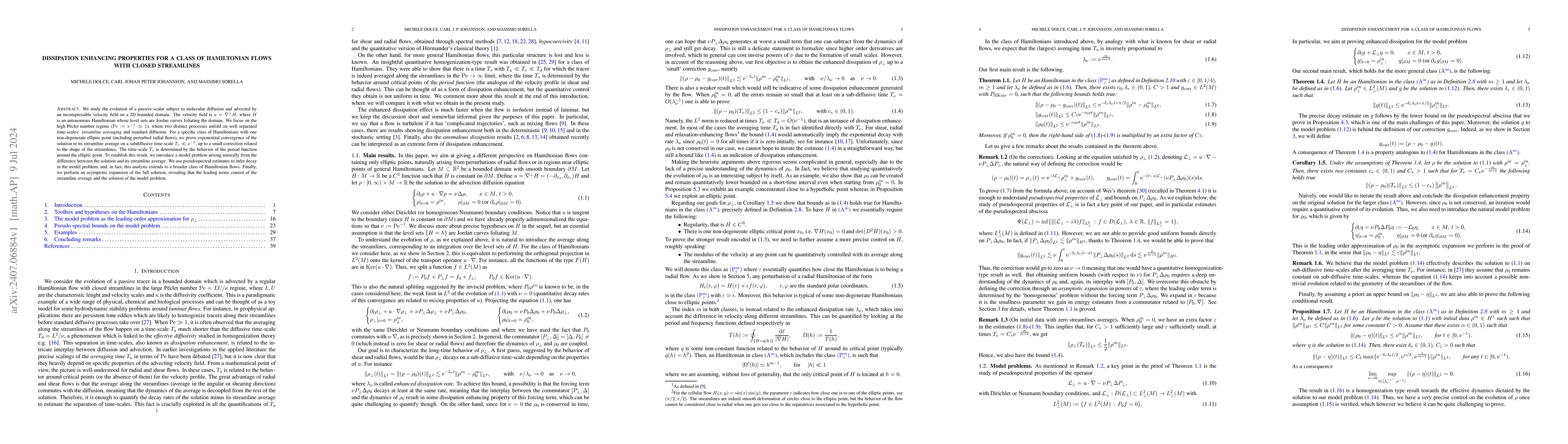 Thumbnail for Dissipation enhancing properties for a class of Hamiltonian flows with
  closed streamlines