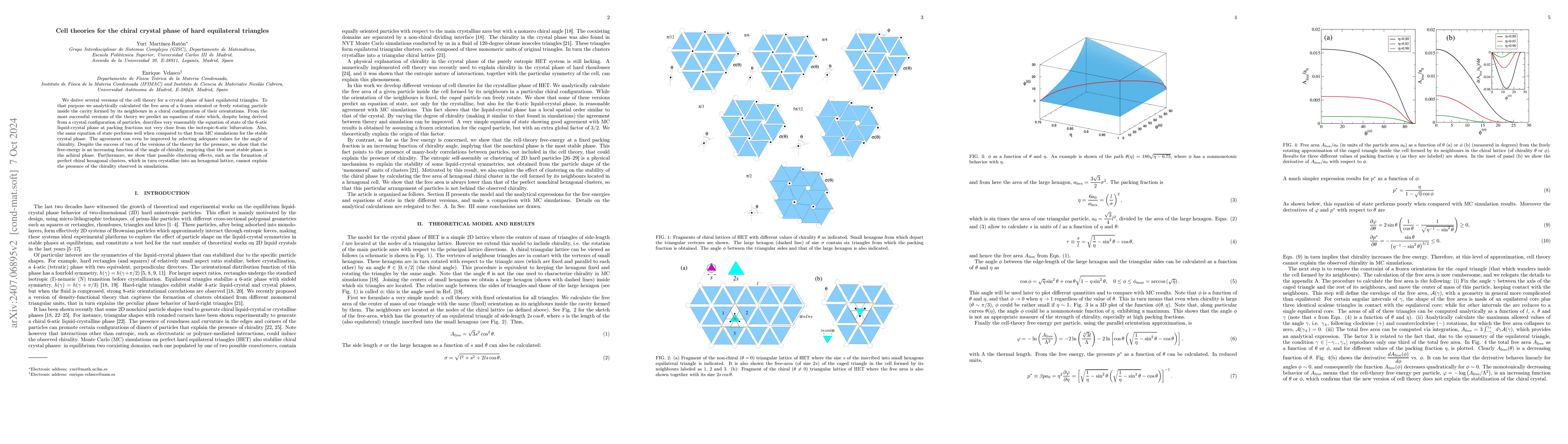 Thumbnail for Cell theories for the chiral crystal phase of hard equilateral triangles