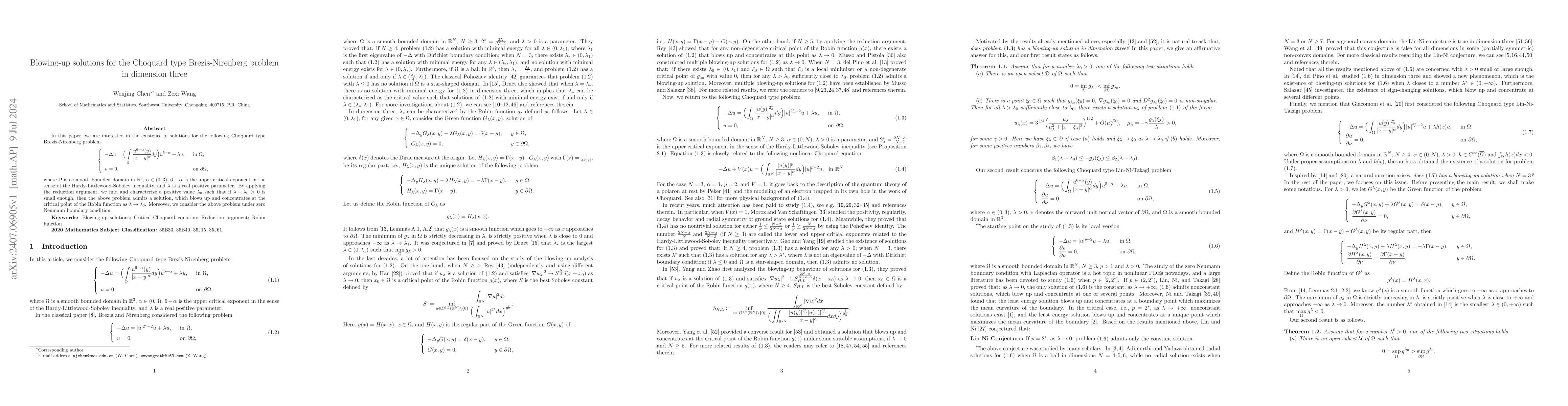 Thumbnail for Blowing-up solutions for the Choquard type Brezis-Nirenberg problem in
  dimension three