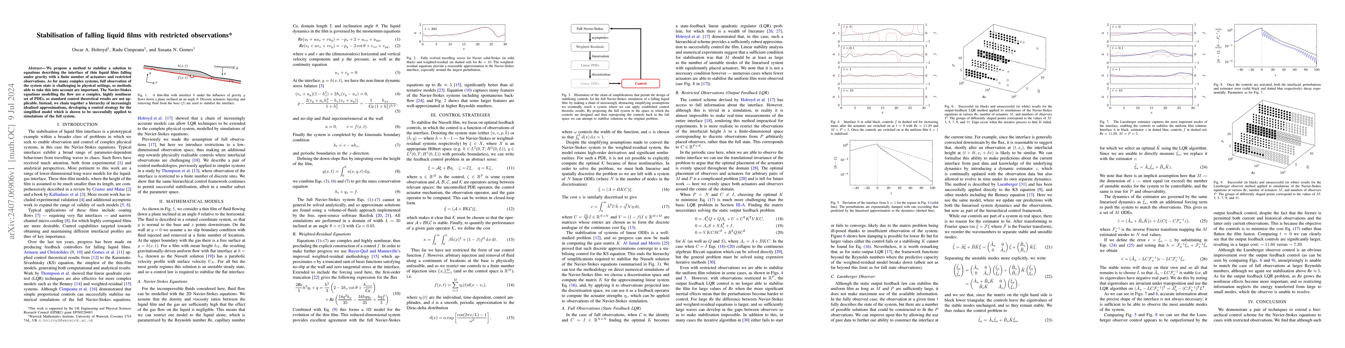 Thumbnail for Stabilisation of falling liquid films with restricted observations