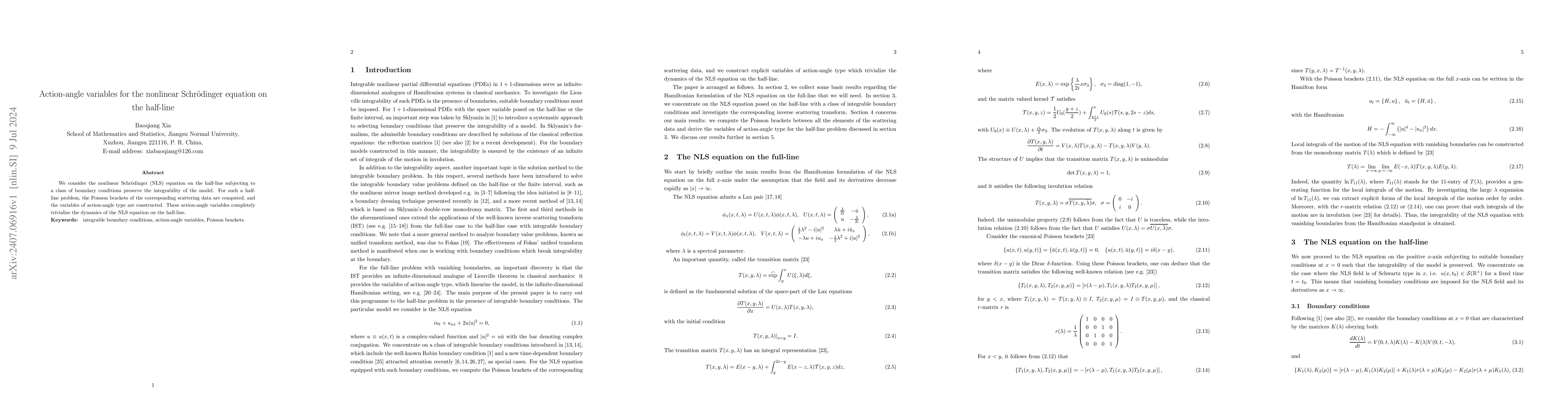 Thumbnail for Action-angle variables for the nonlinear Schrödinger equation on the
  half-line