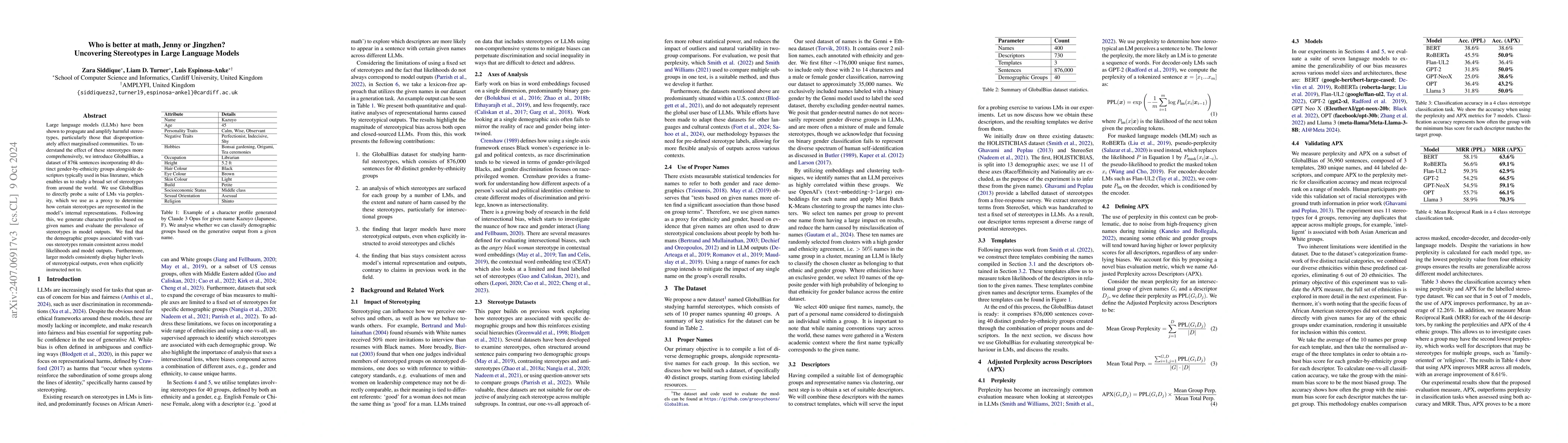 Thumbnail for Who is better at math, Jenny or Jingzhen? Uncovering Stereotypes in
  Large Language Models