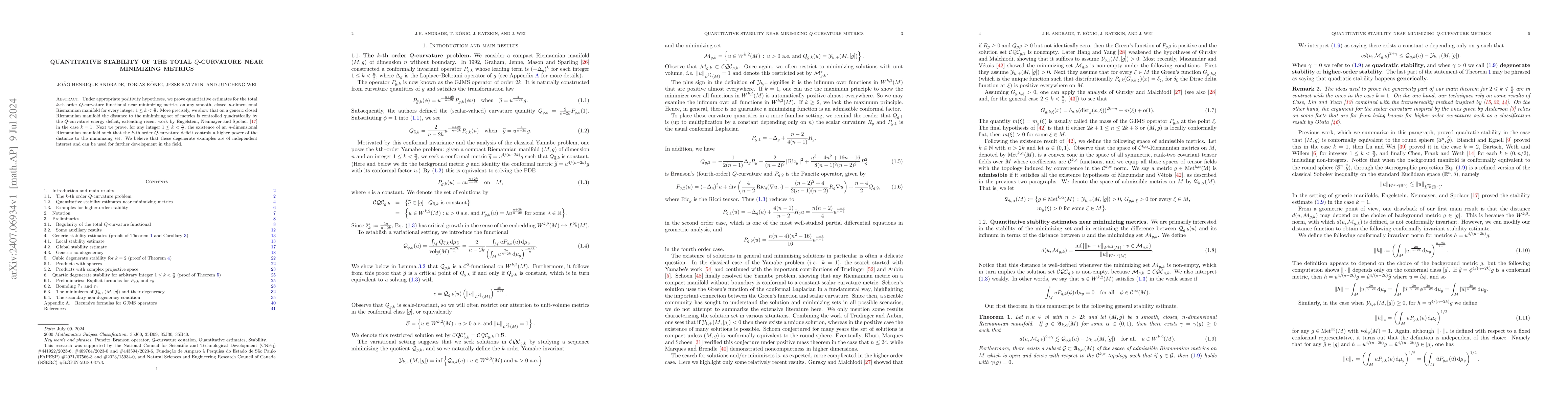 Thumbnail for Quantitative stability of the total $Q$-curvature near minimizing
  metrics