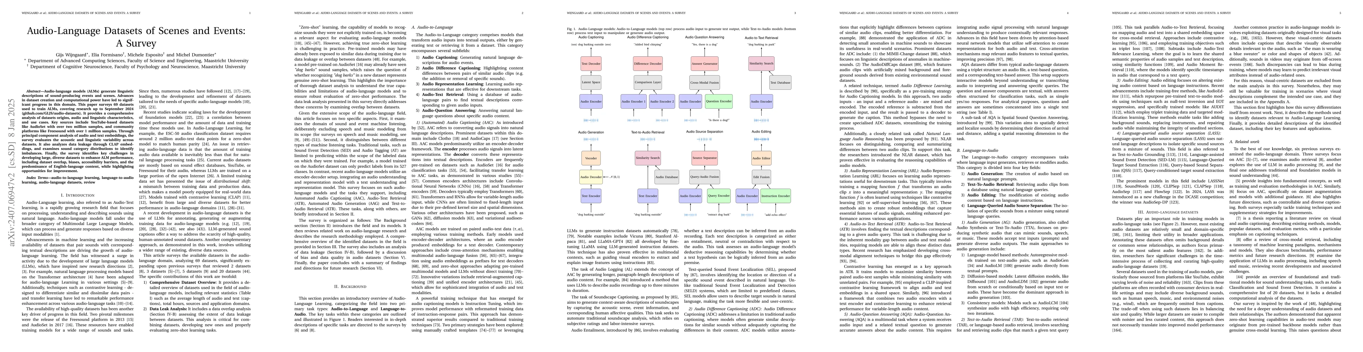 Thumbnail for Audio-Language Datasets of Scenes and Events: A Survey