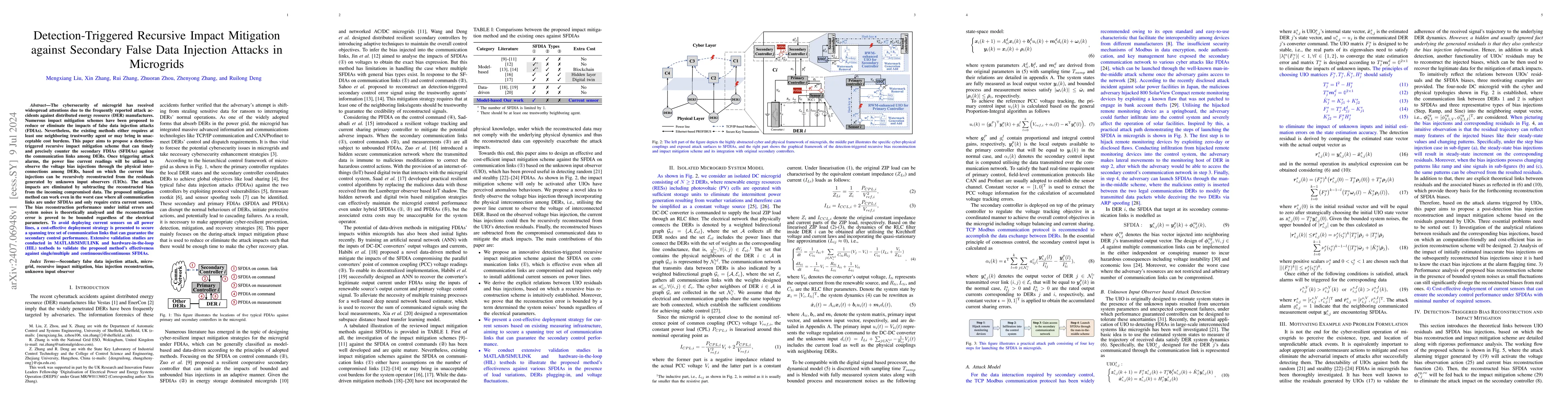 Thumbnail for Detection-Triggered Recursive Impact Mitigation against Secondary False
  Data Injection Attacks in Microgrids
