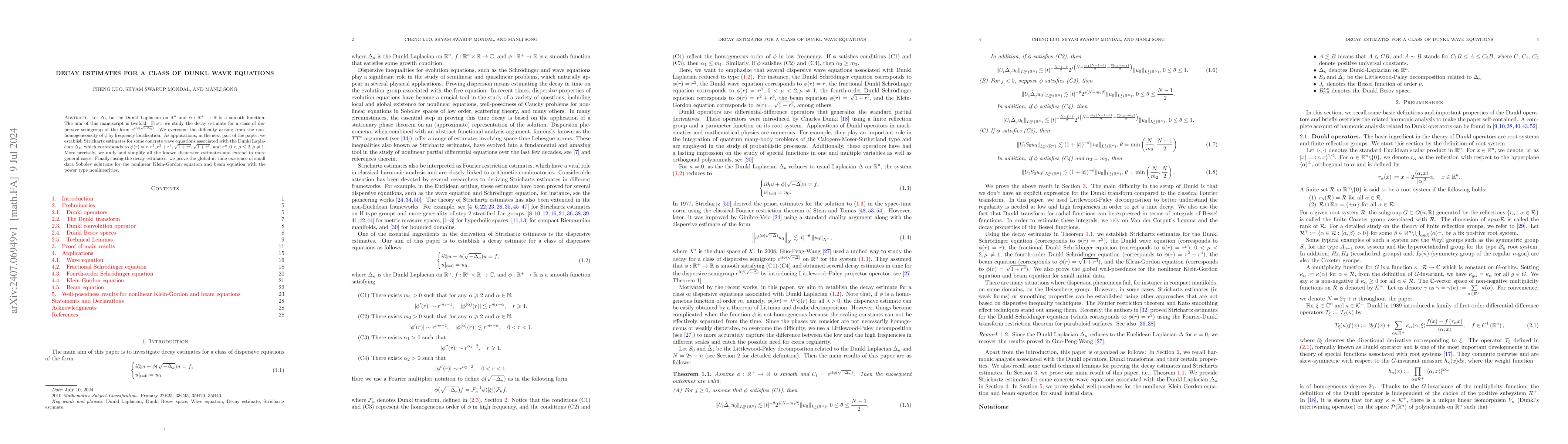 Thumbnail for Decay estimates for a class of Dunkl wave equations