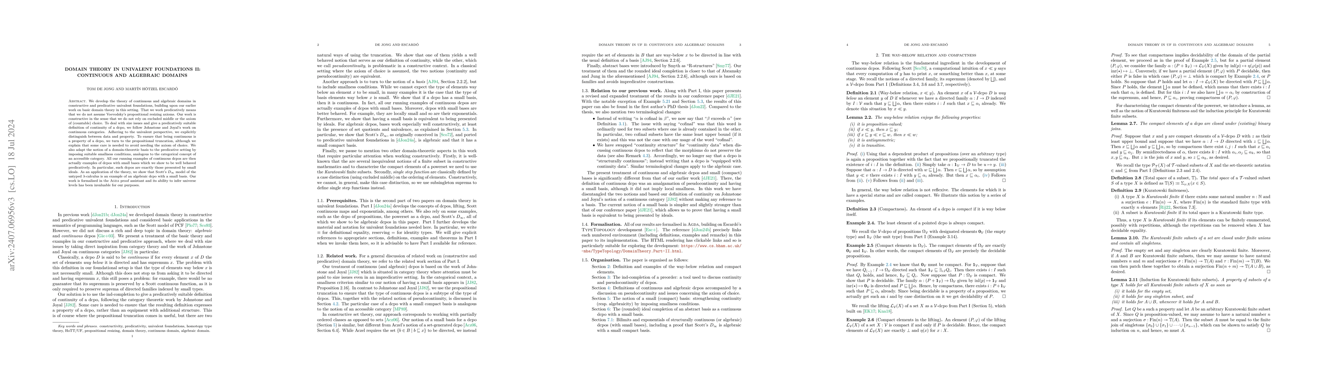 Thumbnail for Domain theory in univalent foundations II: Continuous and algebraic
  domains