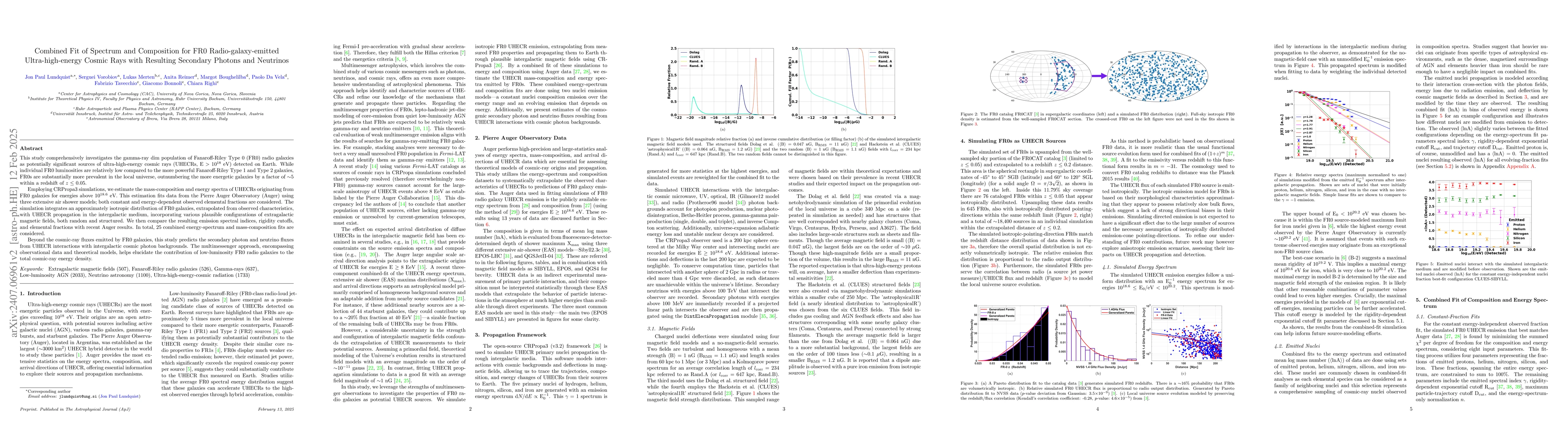 Thumbnail for Combined Fit of Spectrum and Composition for FR0 Radio Galaxy Emitted
  Ultra-High-Energy Cosmic Rays with Resulting Secondary Photons and Neutrinos