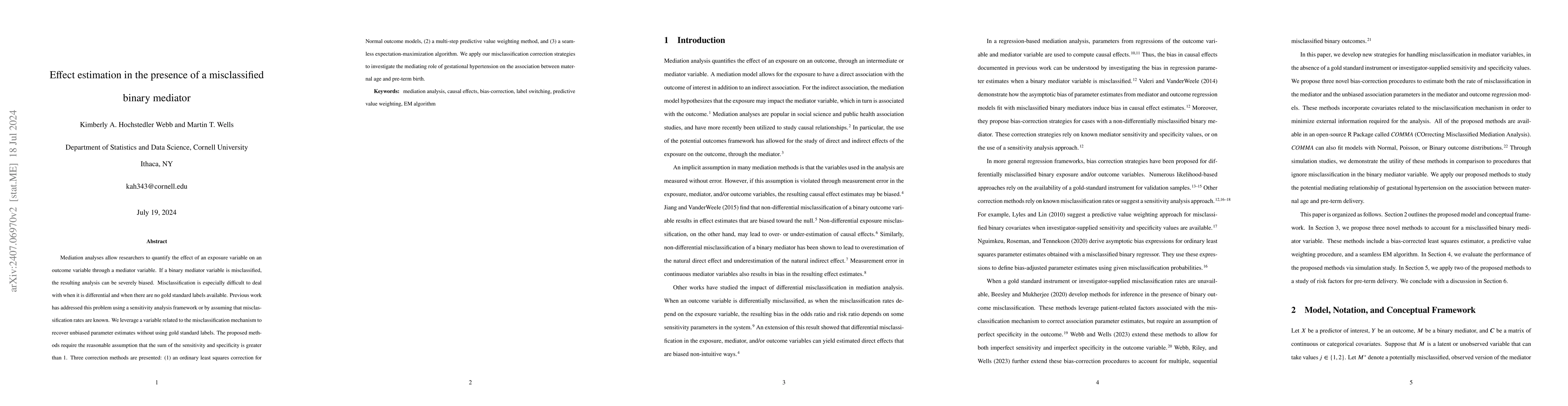 Thumbnail for Effect estimation in the presence of a misclassified binary mediator