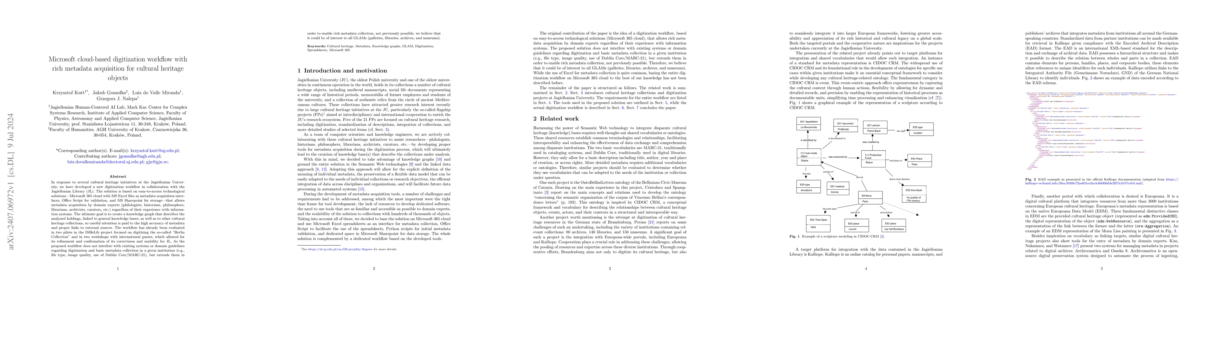 Thumbnail for Microsoft Cloud-based Digitization Workflow with Rich Metadata
  Acquisition for Cultural Heritage Objects