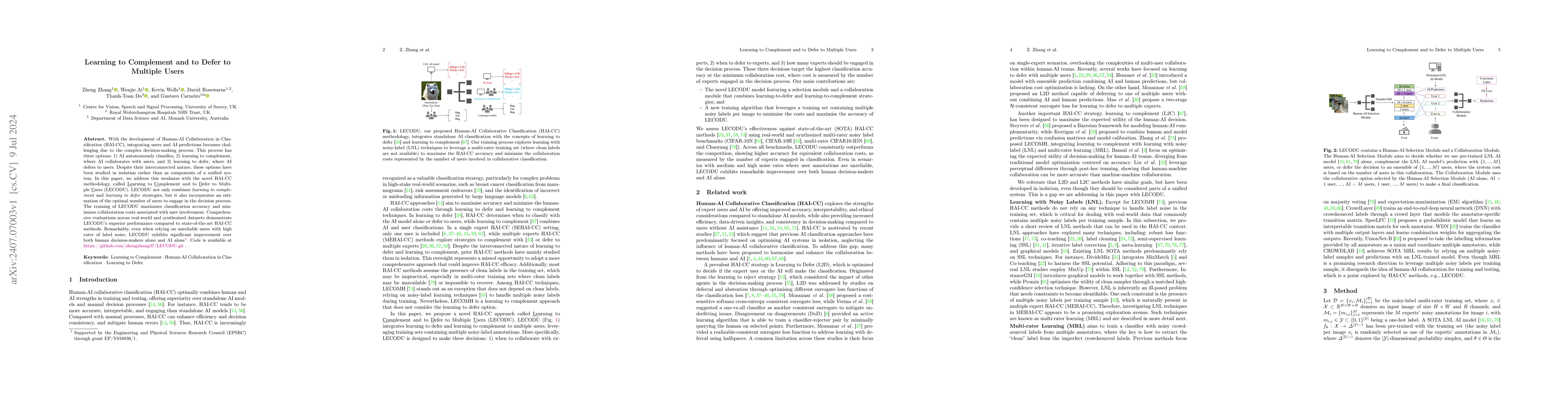 Thumbnail for Learning to Complement and to Defer to Multiple Users