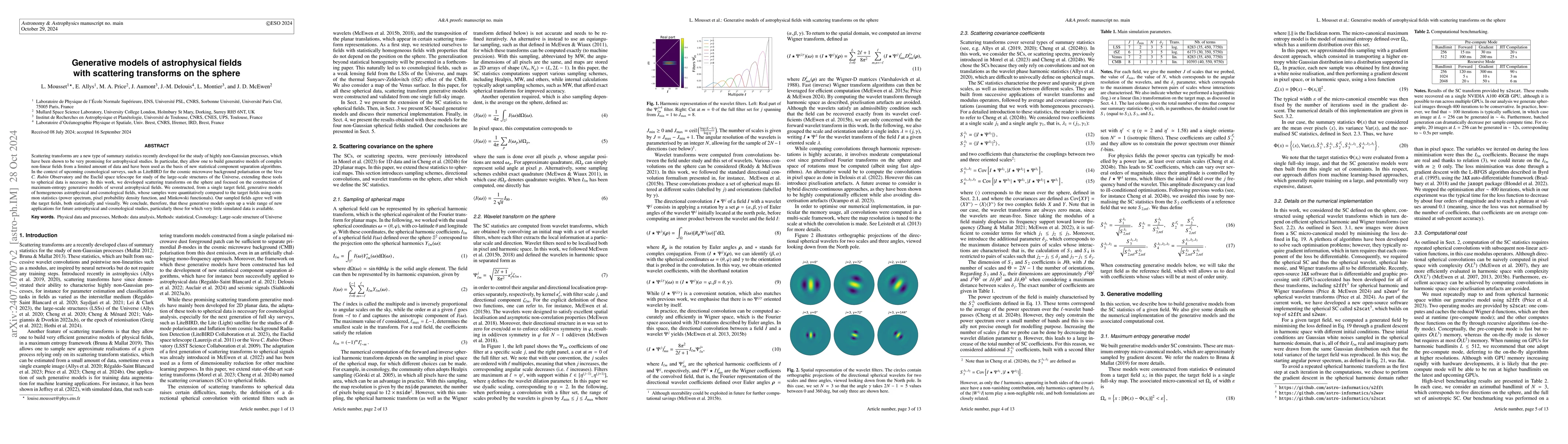 Thumbnail for Generative models of astrophysical fields with scattering transforms on
  the sphere