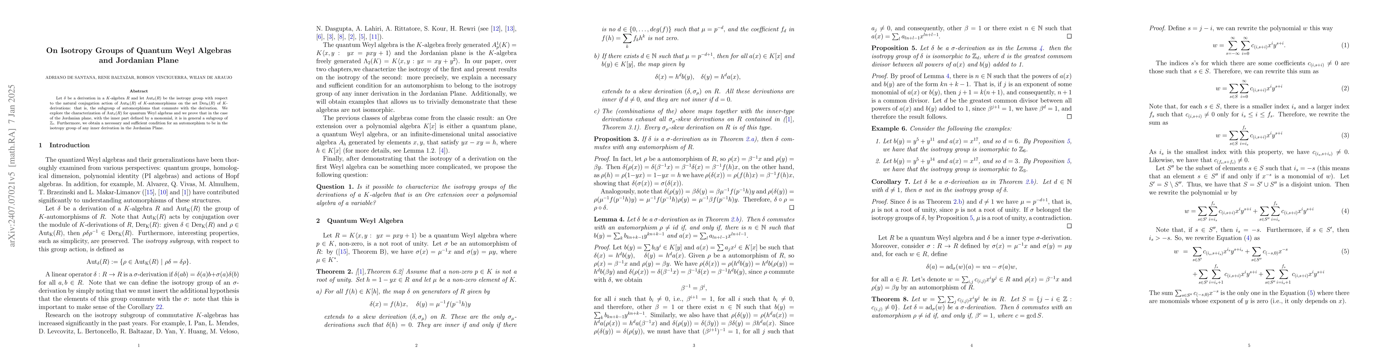 Thumbnail for On Isotropy Groups of Quantum Weyl Algebras and Jordanian Plane