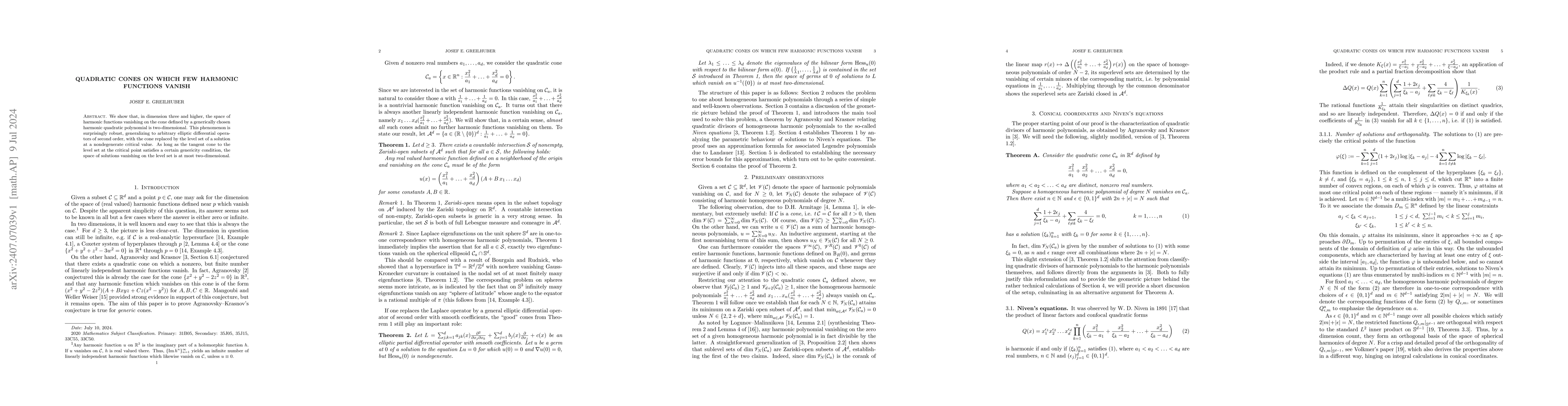 Thumbnail for Quadratic cones on which few harmonic functions vanish