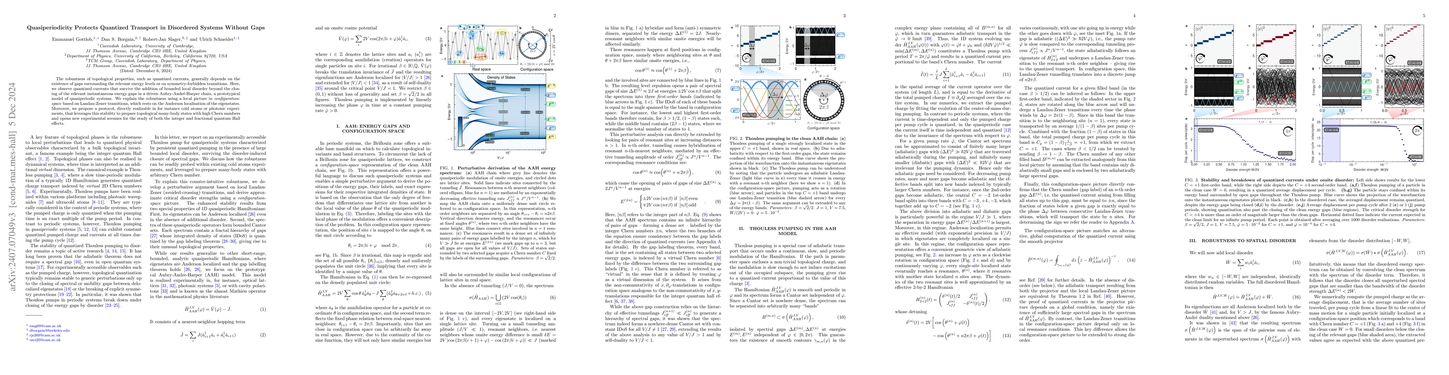 Thumbnail for Quasiperiodicity protects quantized transport in disordered systems
  without gaps